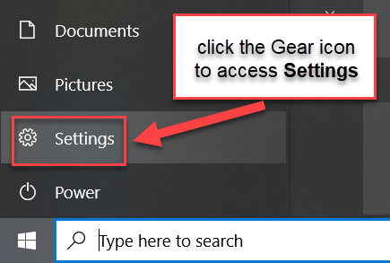 Click the gear icon to access Settings