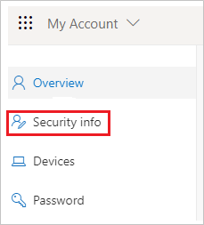 Office portal showing Security info tab
