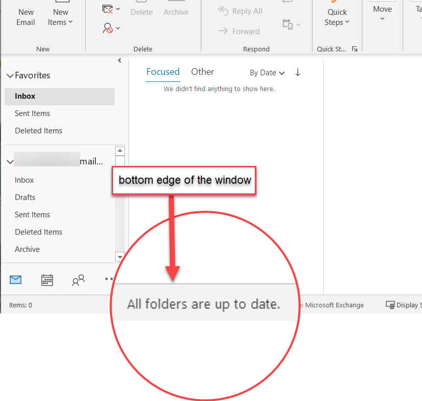  Look at the bottom of the Outlook window, when you see All folders are up to date. you can move on to the next steps. This can take a few hours, the process will continue as long as the Outlook app is connected to the internet and open (even in the background).