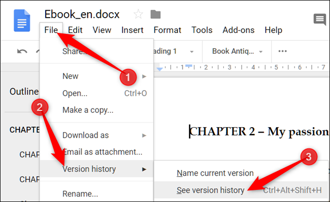 Click File, Version History, then on See Version History to see recent changes to the file
