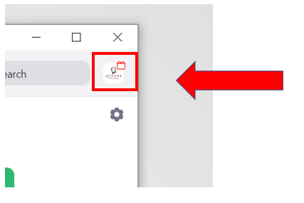 Cropped in screenshot of Zoom desktop client with a red square around and red arrow to pointing to user profile picture 