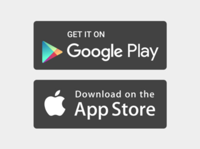 logos for Google play and Apple store to download apps via phone