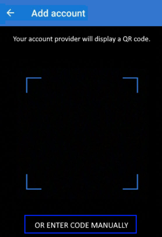 Picture of phone showing how to add account from phone scanning Q R code