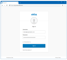 Example of the Okta sign-in page