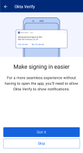 Okta Verify prompt for enabling notifications