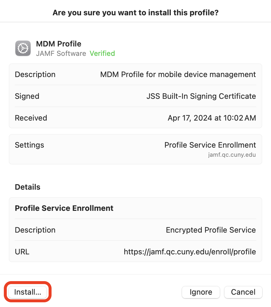 MDM Profile Install