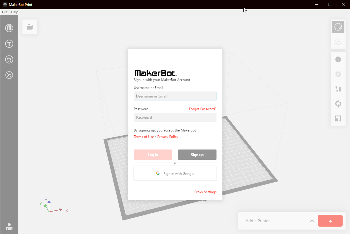 MakerBot Print Start Screen (Windows)