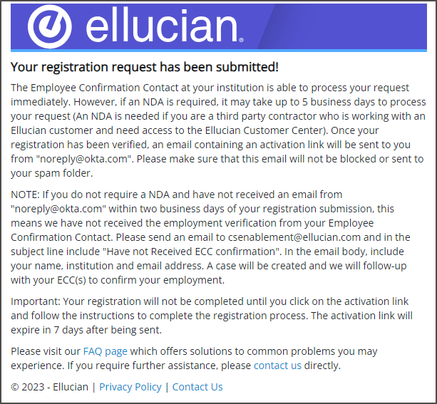 Your registration request has been submitted!