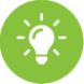 A light bulb in a green circleDescription automatically generated