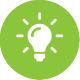 A light bulb in a green circleDescription automatically generated