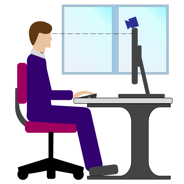 Image showing person sitting in front of desk with video conferencing camera.