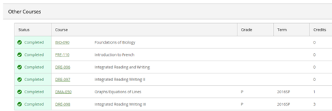 Title: Academic Progress (2) - Description: A second screen shot showing the "other courses" section of an academic progress view.