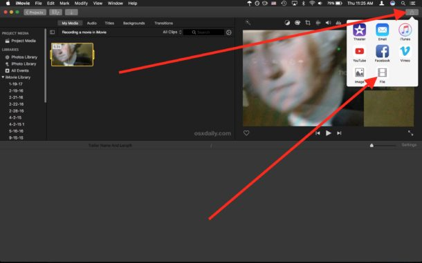 Save a recorded movie from iMovie