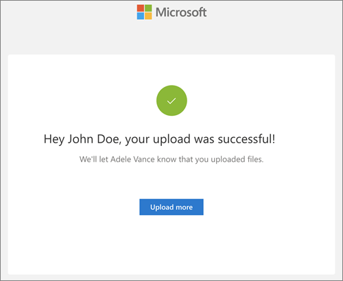 The notification received after a successful file upload in response to a file request in OneDrive for Business