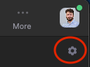 Gear icon that opens settings within Zoom desktop app
