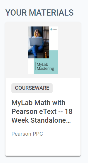 Your Materials is shown with courseware included.
