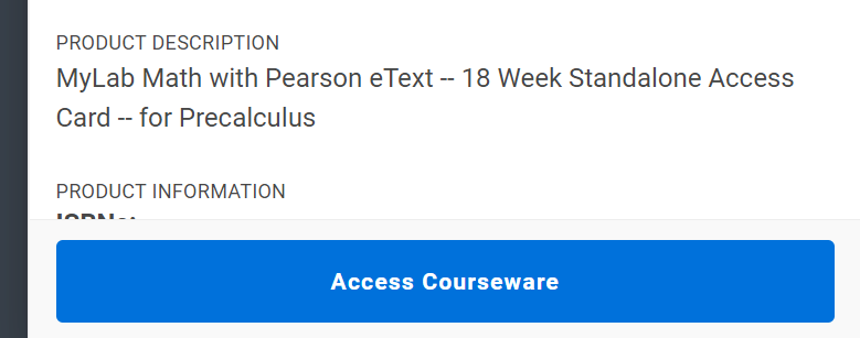 Access Courseware is shown.