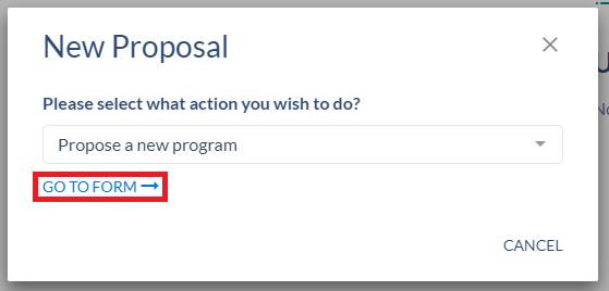screenshot of New Proposal screen with "Go to Form" outlined