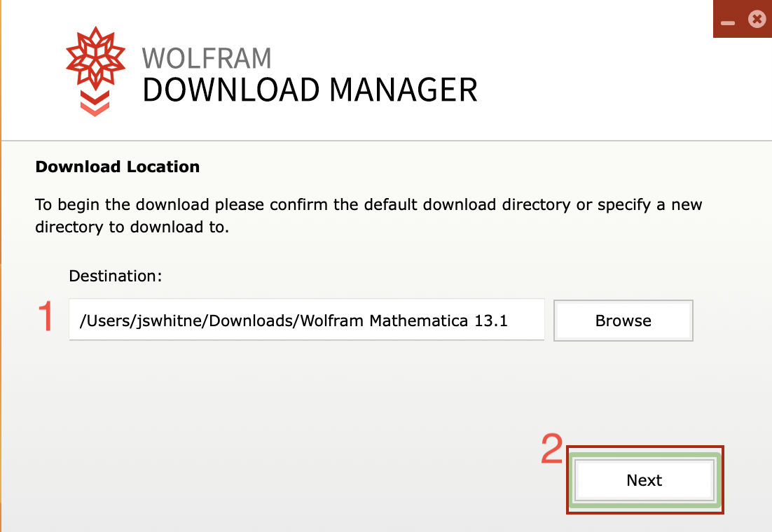 Graphical user interface of Wolfram's download manager
