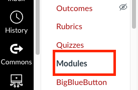 Modules button within Canvas