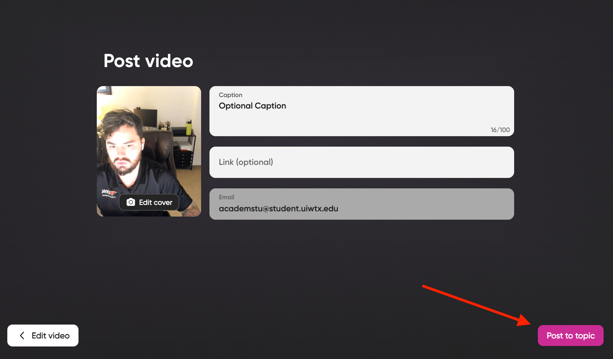 Video submission interface