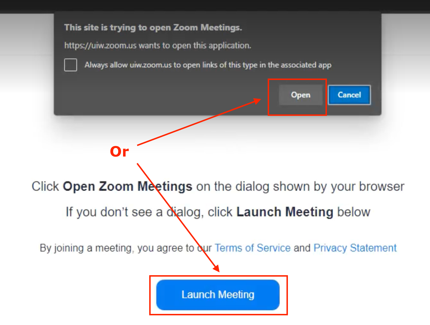 launch meeting prompt in zoom