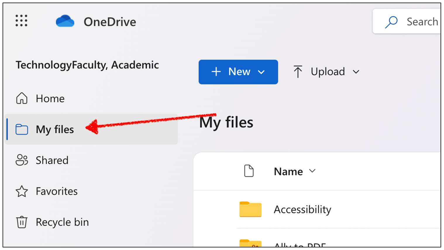 OneDrive file menu