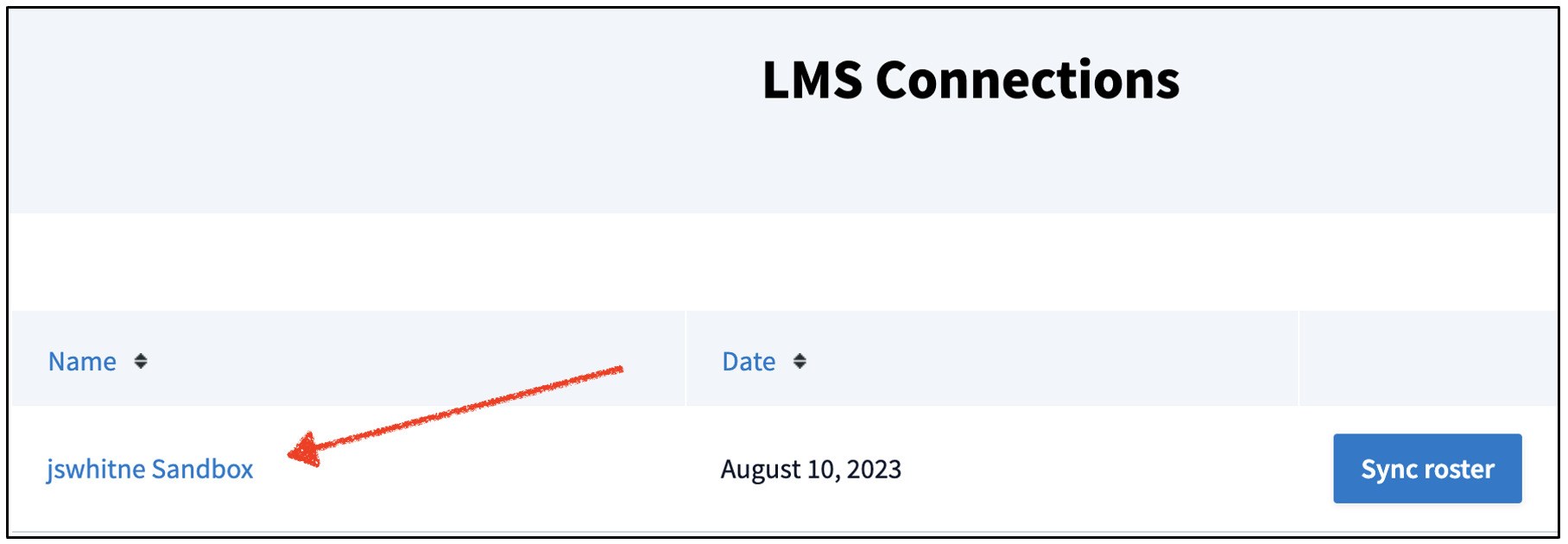 LMS connections menu