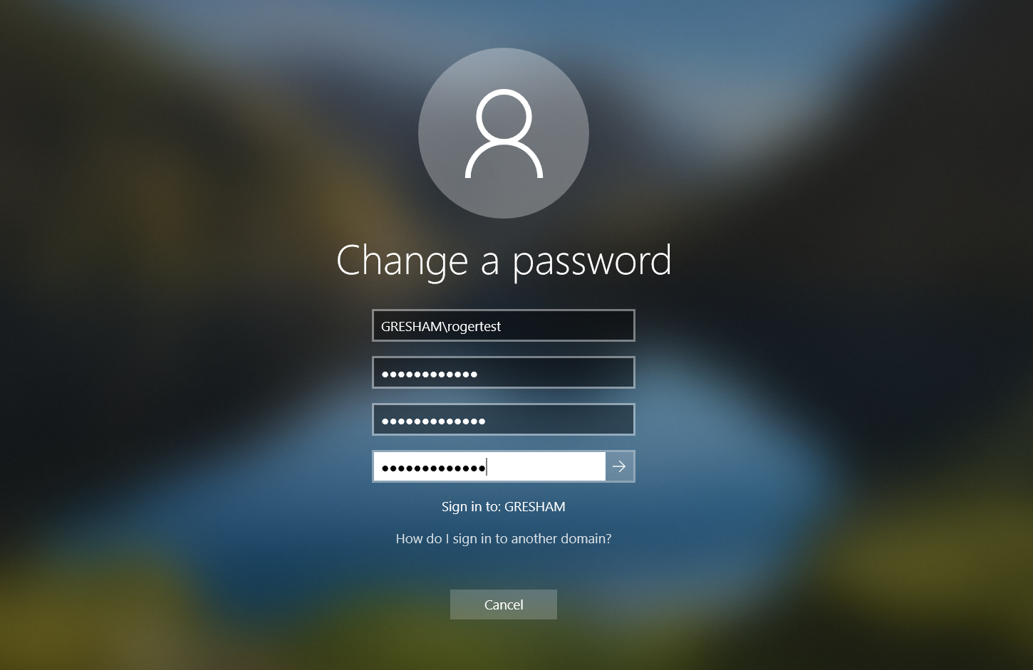 Enter your current password, then the new password.
