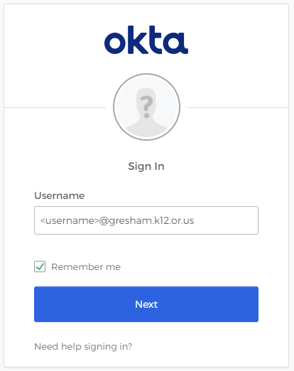 Sign in to Okta with your work Google address.
