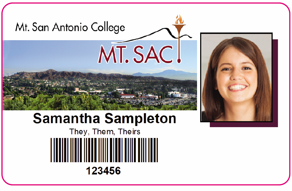 Sample ID card showing Chosen first name and Personal Pronouns.