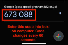 A six-digit code will display in the app.