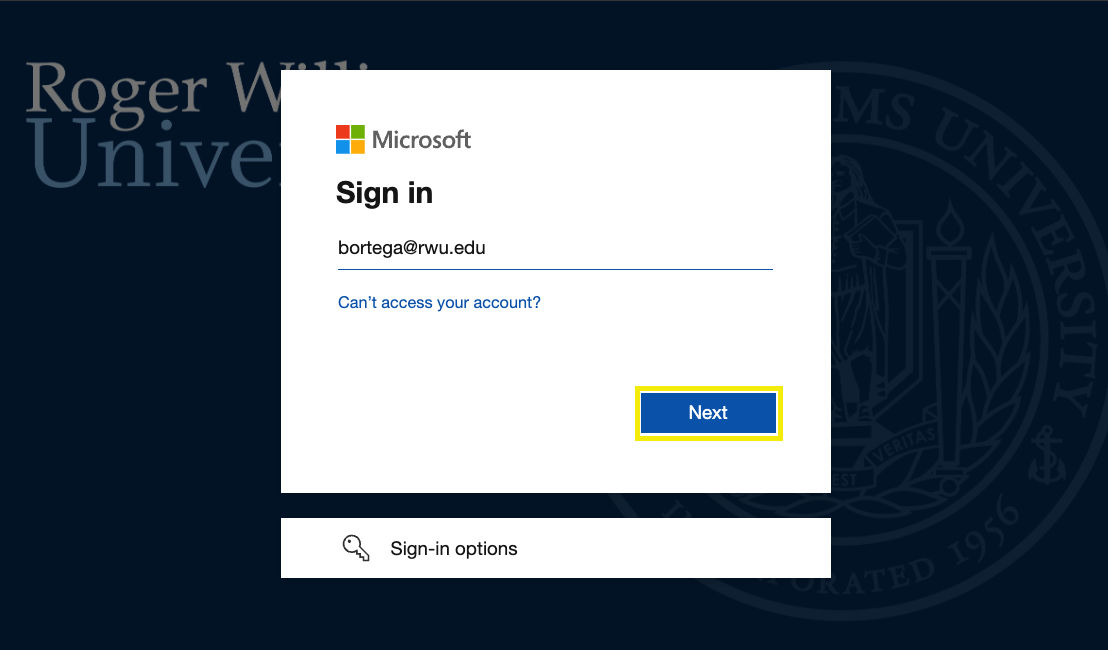 Microsoft O365 Sign in screen.  Enter username.