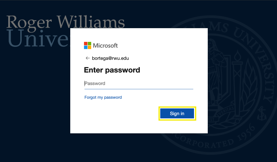 Microsoft O365 Sign in screen.  Enter password.