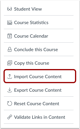 Import Content into this Course button