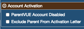 Account activation area