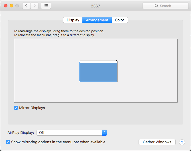 OS X display preference panel