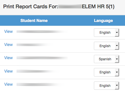 student list with home language information