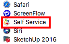 applications folder with self service app highlighted.