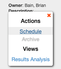 Assessment options pulldown menu with "schedule" selected