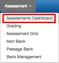assessment dashboard menu item