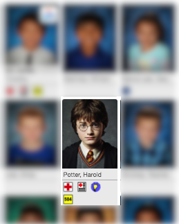 seating chart with notification icons showing below a student picture