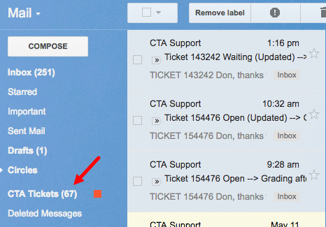 CTA Tickets filter selected with matching results