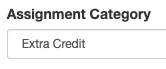 "assignment category" pulldown menu with "extra credit" selected