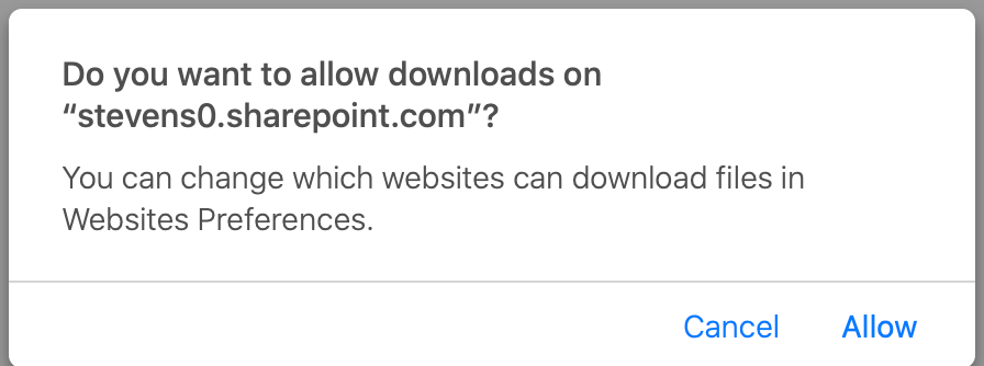 screenshot of allow download