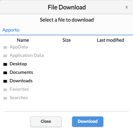 Screenshot of Downloading File from different directory in AppSpace