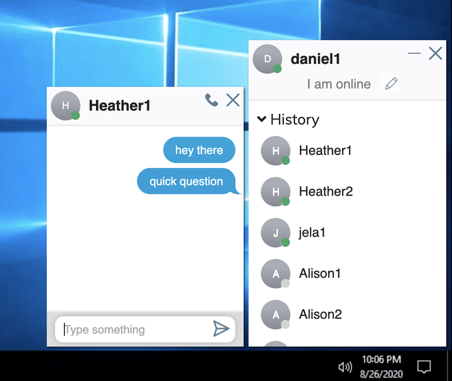 Screenshot of chat window in AppSpace
