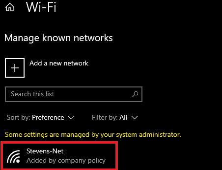 Look for "Stevens-Net" in the list of new Wi-Fi networks.
