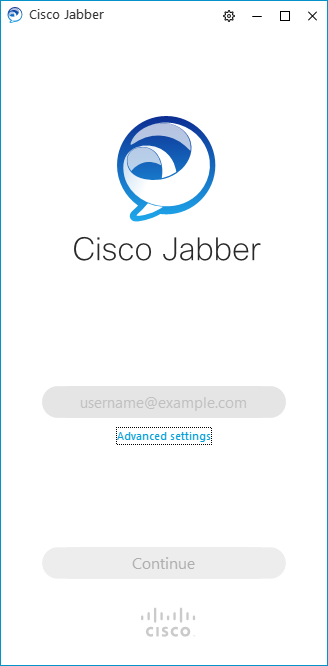 screenshot of Jabber log in