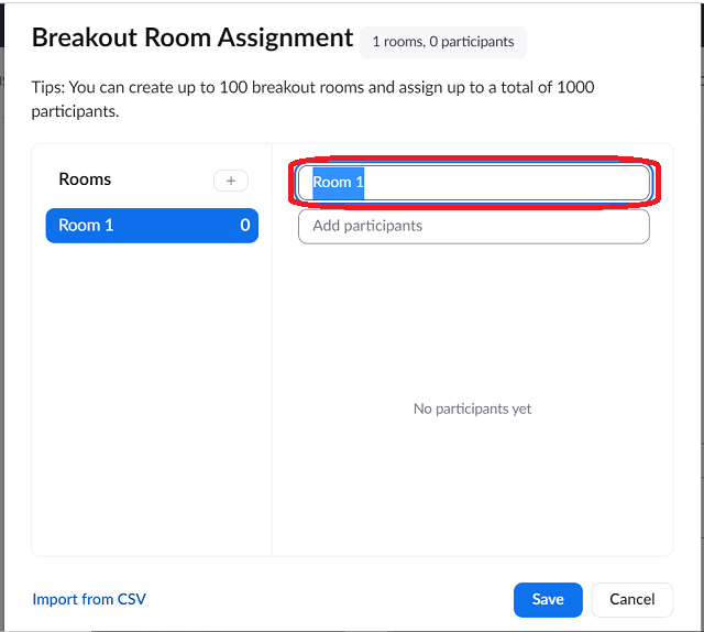There is a text bar where you can rename the breakout rooms